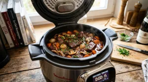 découvrez notre recette de boeuf bourguignon au cookeo, un plat savoureux prêt en seulement 35 minutes pour un repas rapide et gourmand.